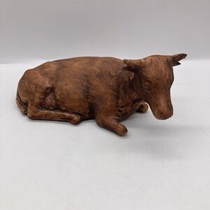 Vintage Holland Mold Christmas Nativity Cow Ceramic Hand Painted Stained Brown